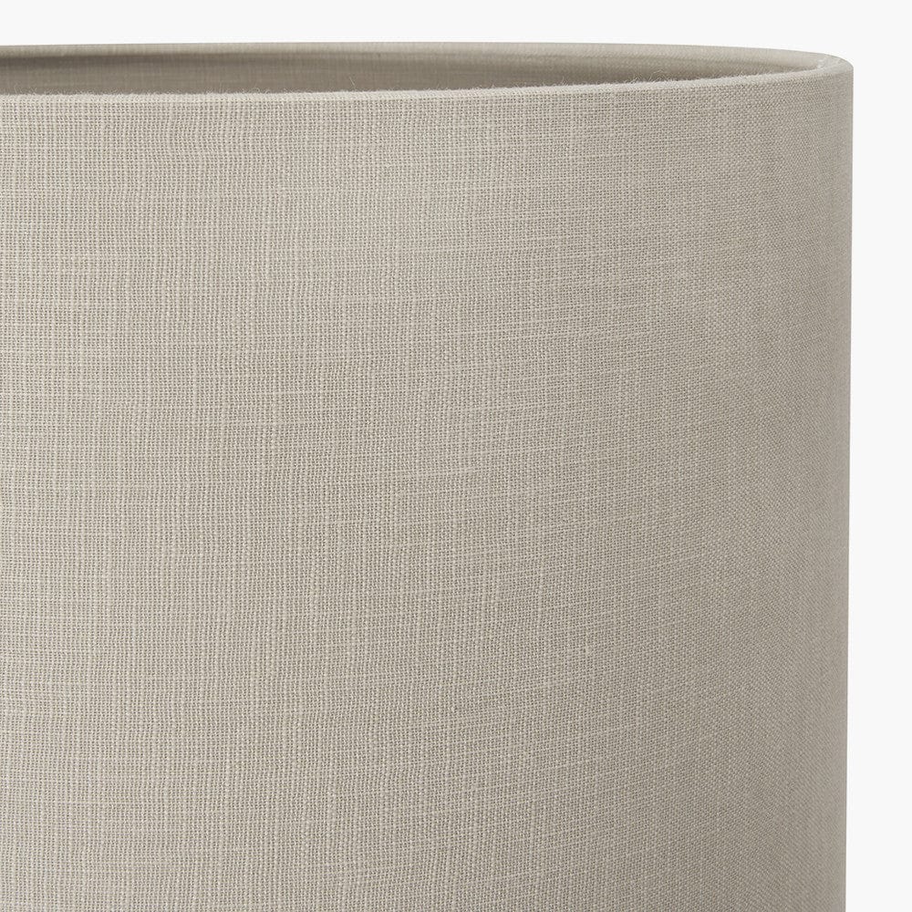 Langston Nickel Metal Column Floor Lamp Base with Lino 45cm Grey Self Lined Linen Cylinder Lampshade.