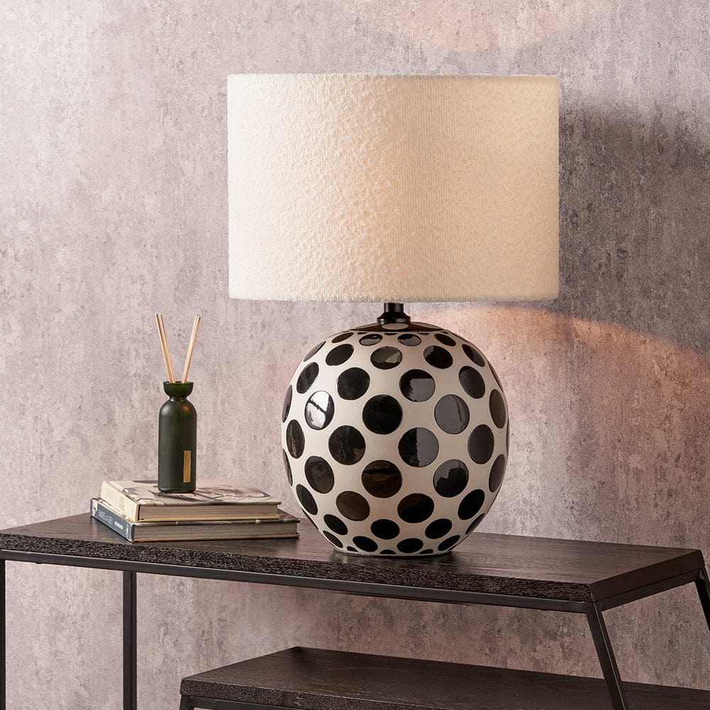 Larisa Black Polka Dot Ceramic Table Lamp Base.