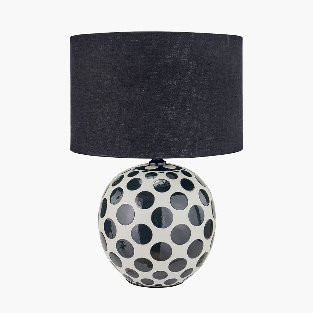 Larisa Black Polka Dot Ceramic Table Lamp Base.