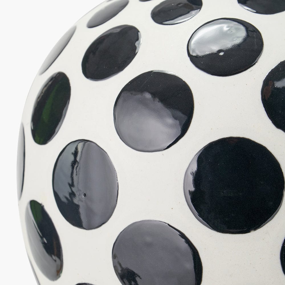Larisa Black Polka Dot Ceramic Table Lamp Base.