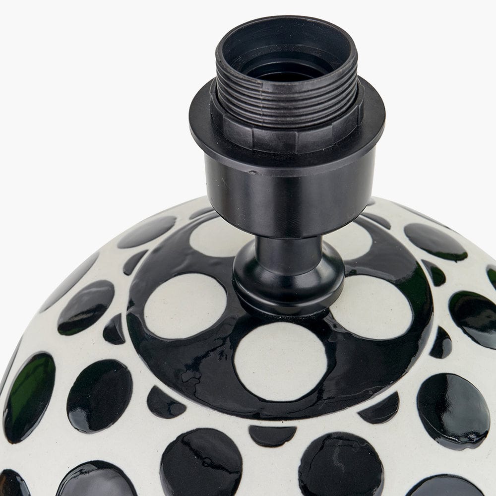 Larisa Black Polka Dot Ceramic Table Lamp Base.