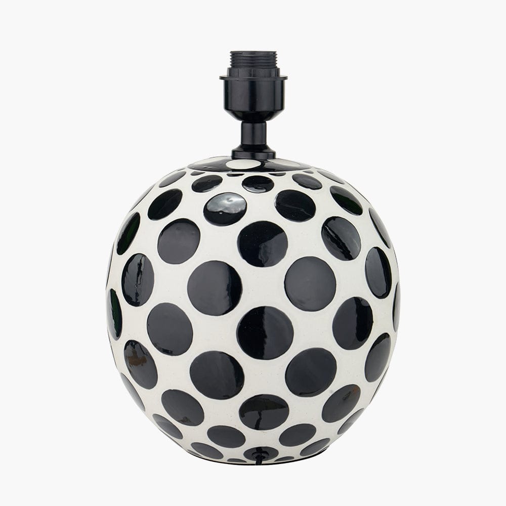 Larisa Black Polka Dot Ceramic Table Lamp Base.