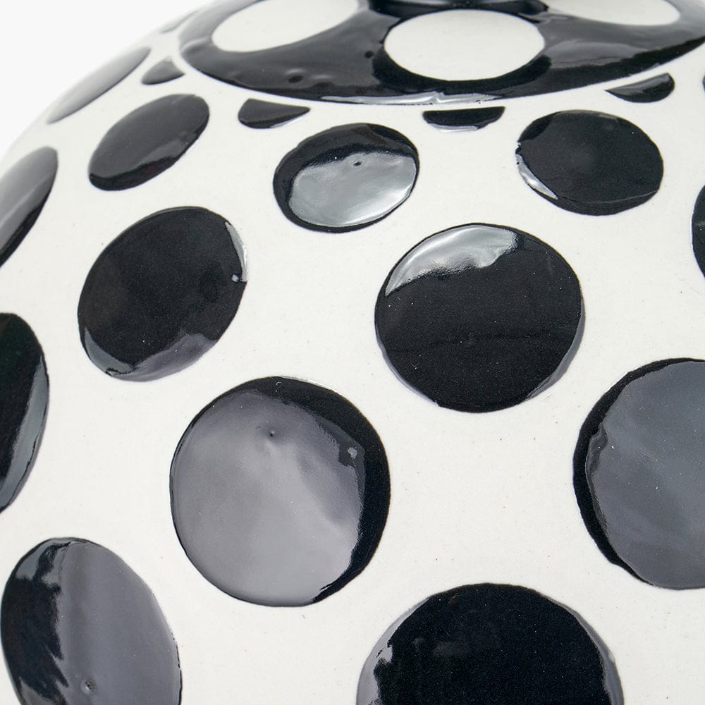 Larisa Black Polka Dot Ceramic Table Lamp Base.