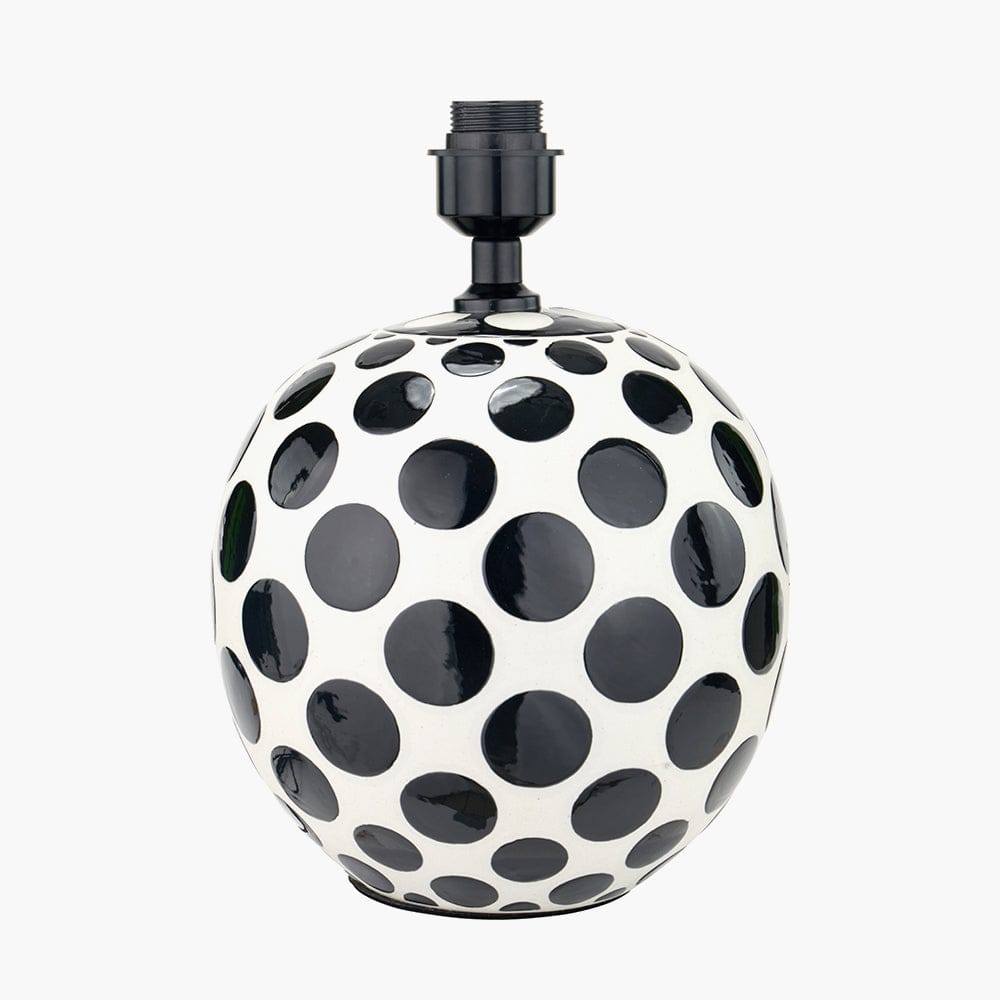Larisa Black Polka Dot Ceramic Table Lamp Base.