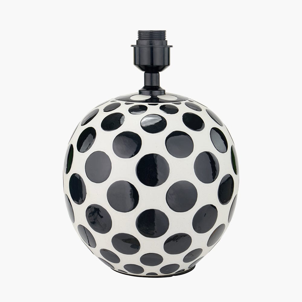 Larisa Black Polka Dot Ceramic Table Lamp Base.