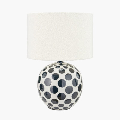 Pacific Lifestyle Lighting Larisa Black Polka Dot Ceramic Table Lamp Base with Rouen 35cm White Boucle Cylinder Shade House of Isabella UK