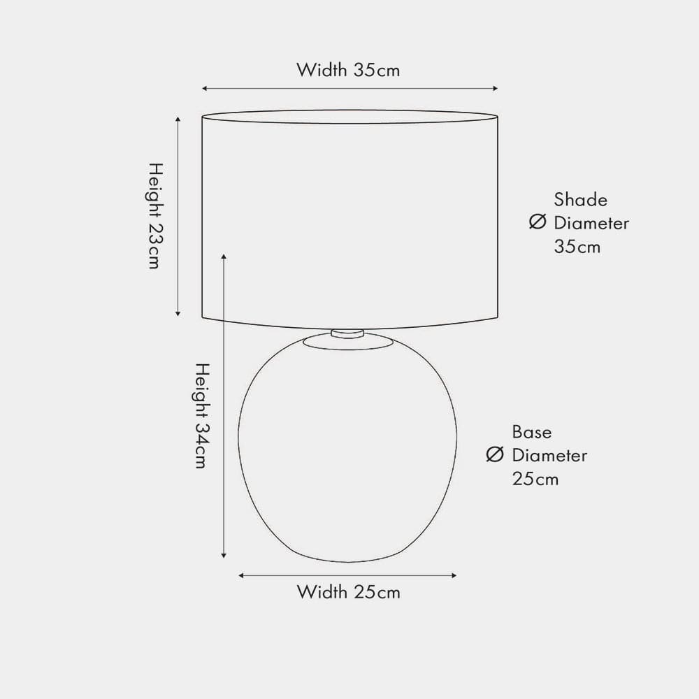 Larisa Black Polka Dot Ceramic Table Lamp Base with Rouen 35cm White Boucle Cylinder Shade.