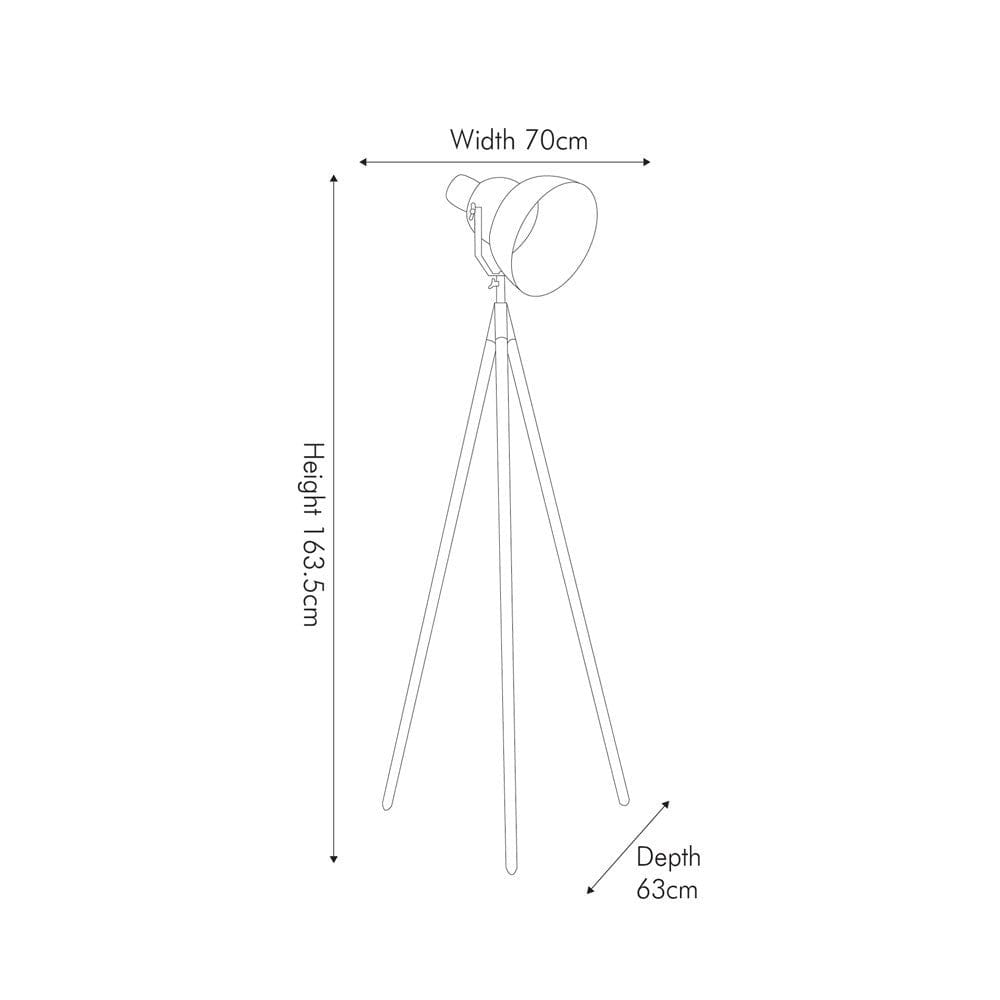 Larkin Grey Metal & Natural Wood Tripod Floor Film Light.