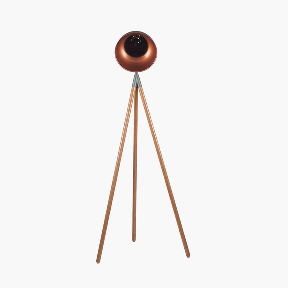 Larkin Grey Metal & Natural Wood Tripod Floor Film Light.