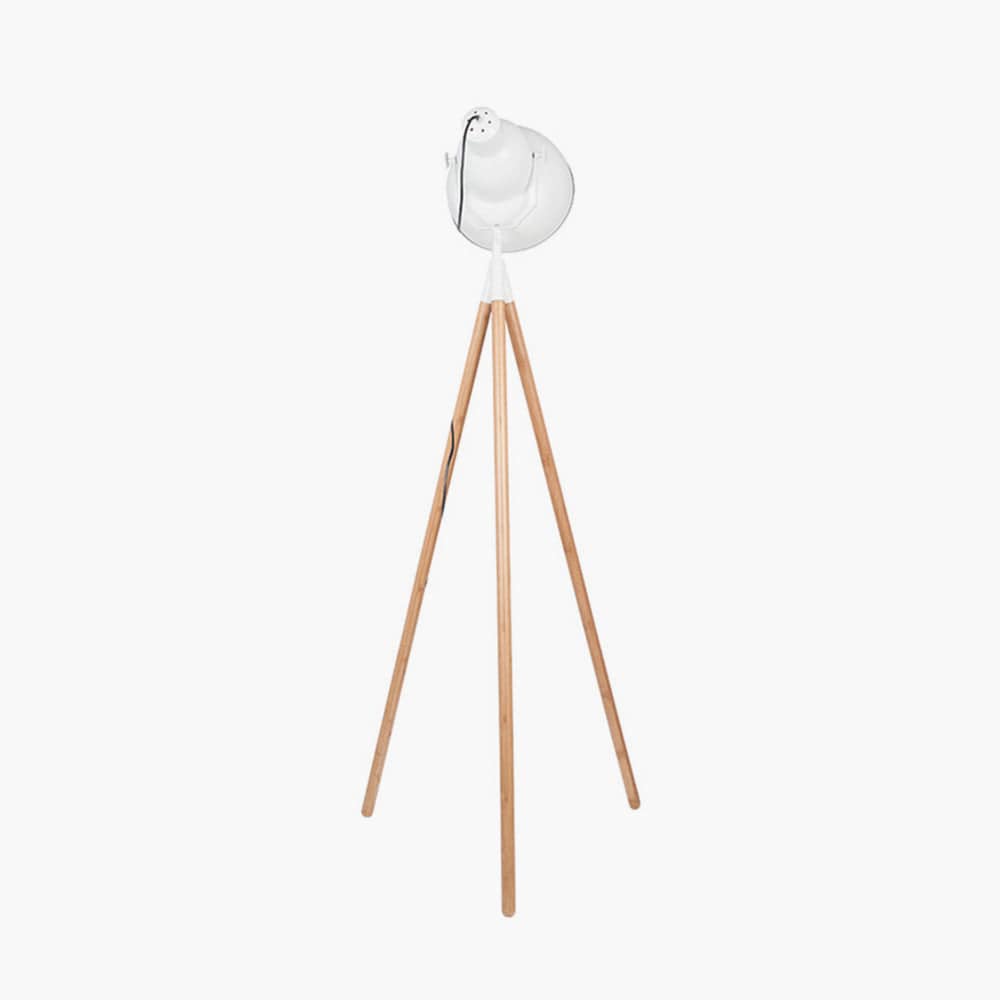 Pacific Lifestyle Lighting Larkin White Metal & Natural Wood Tripod Floor Film Light House of Isabella UK