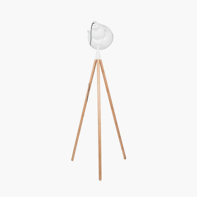 Pacific Lifestyle Lighting Larkin White Metal & Natural Wood Tripod Floor Film Light House of Isabella UK