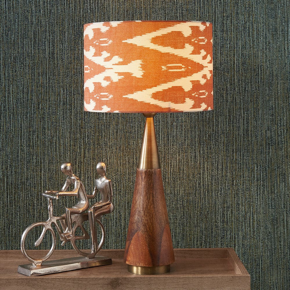Lars 30cm Cinnamon Ikat Patterned Cylinder Lampshade.