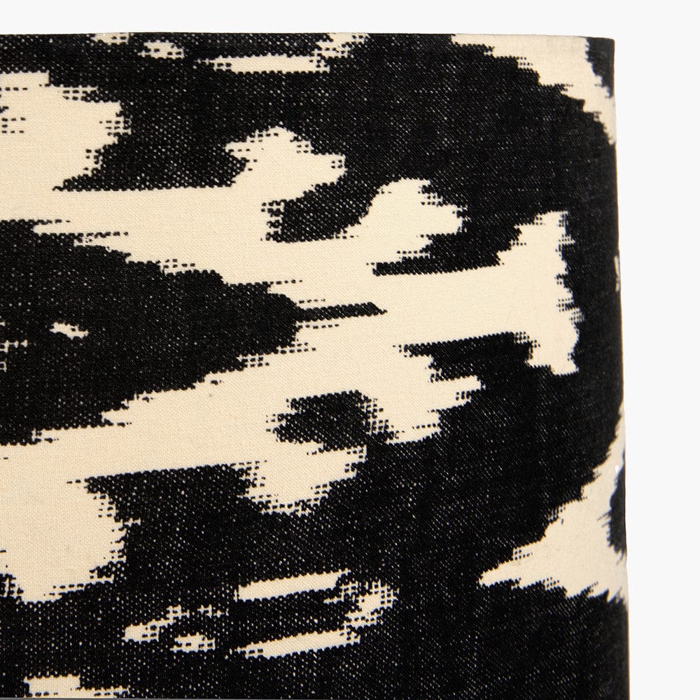 Lars 40cm Black Ikat Patterned Cylinder Lampshade.