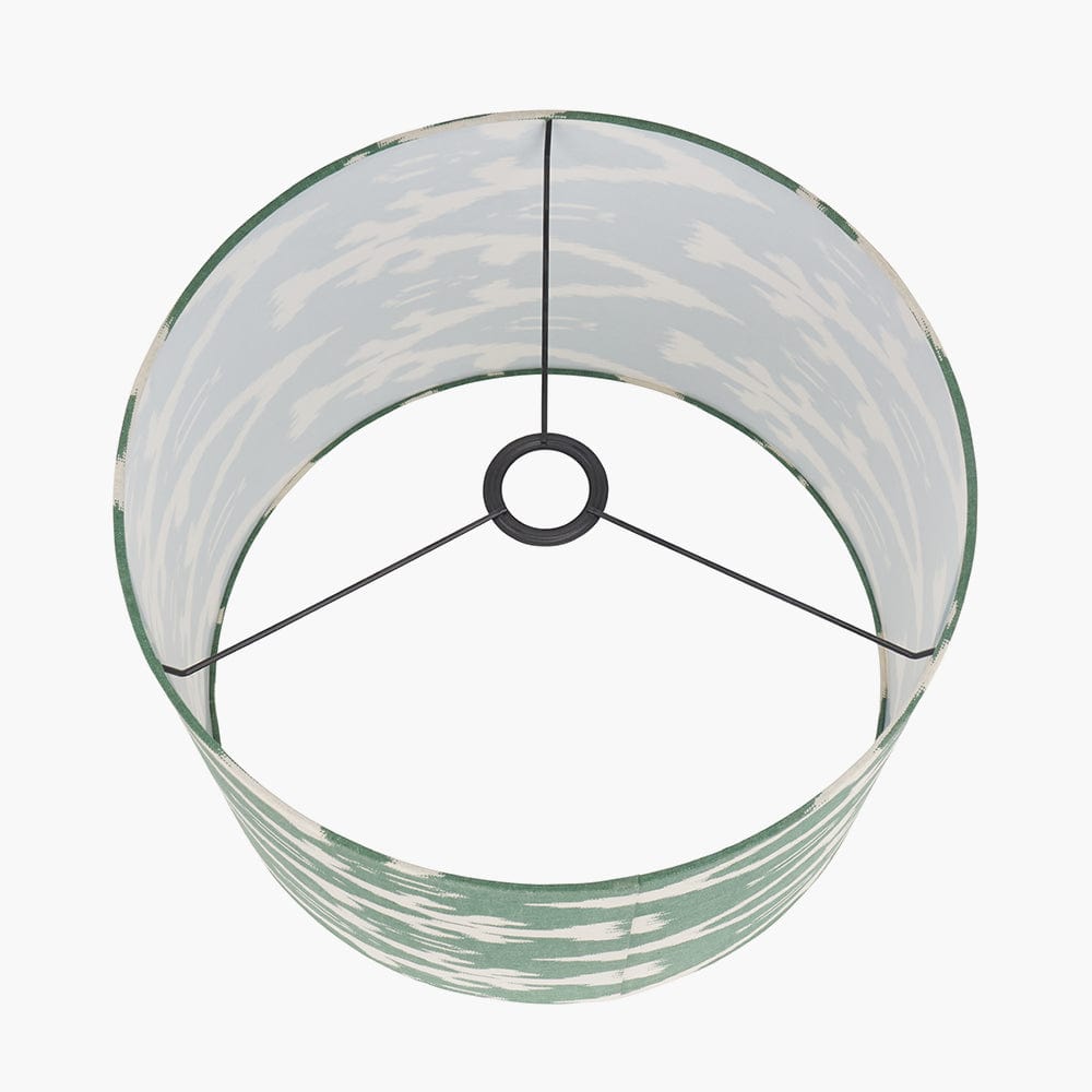 Lars 40cm Racing Green Ikat Patterned Cylinder Lampshade.