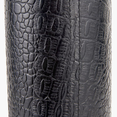 Pacific Lifestyle Lighting Laurence Black Croc Leather and Silver Cylindrical Table Lamp House of Isabella UK