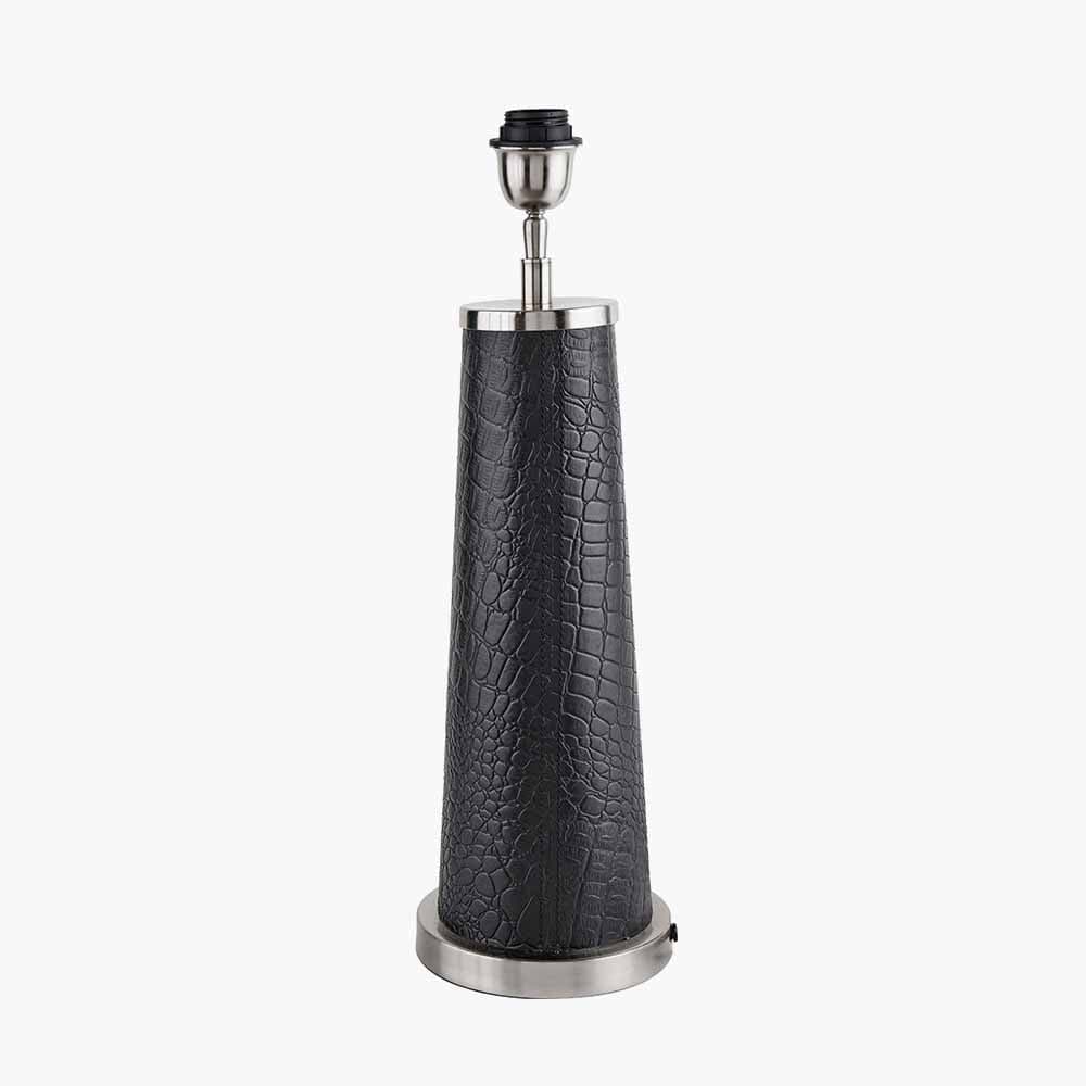 Laurence Black Croc Leather and Silver Table Lamp.