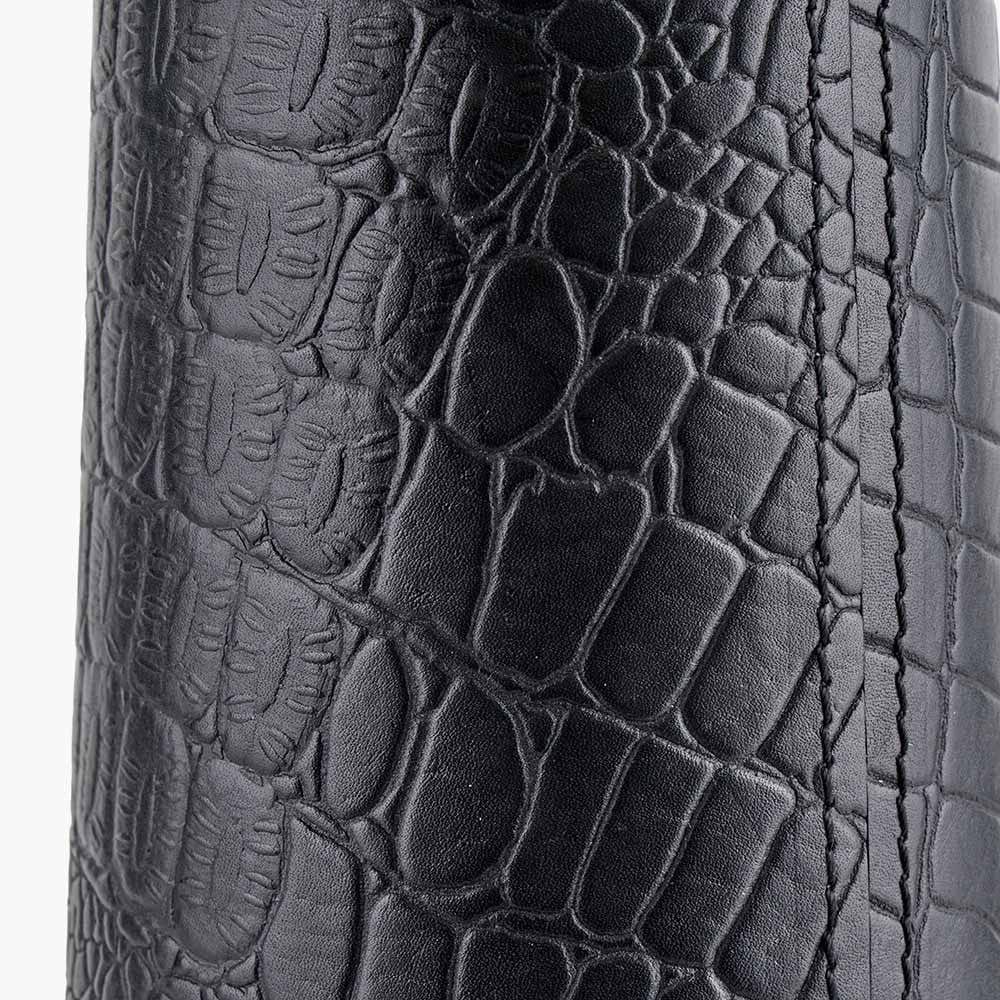 Laurence Black Croc Leather and Silver Table Lamp.