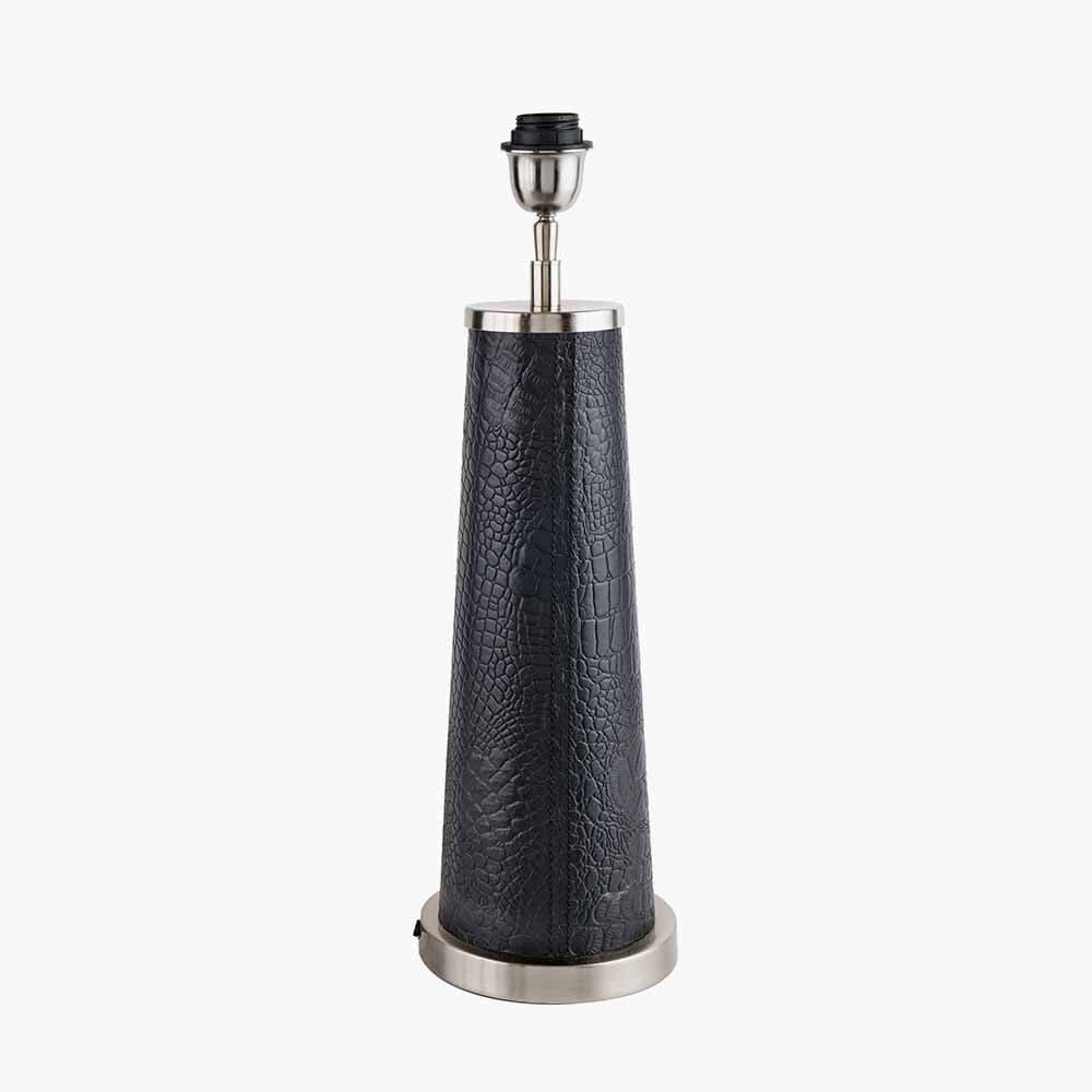 Laurence Black Croc Leather and Silver Table Lamp.