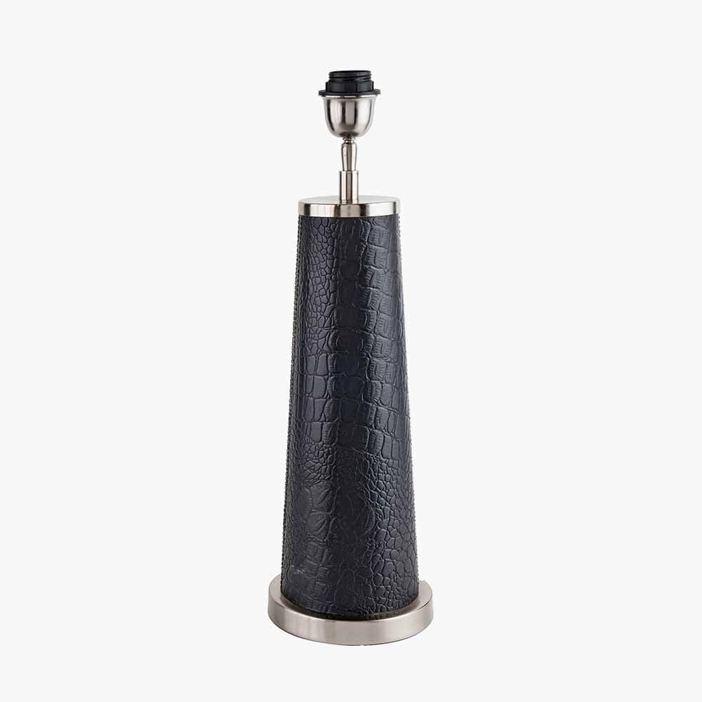 Laurence Black Croc Leather and Silver Table Lamp.