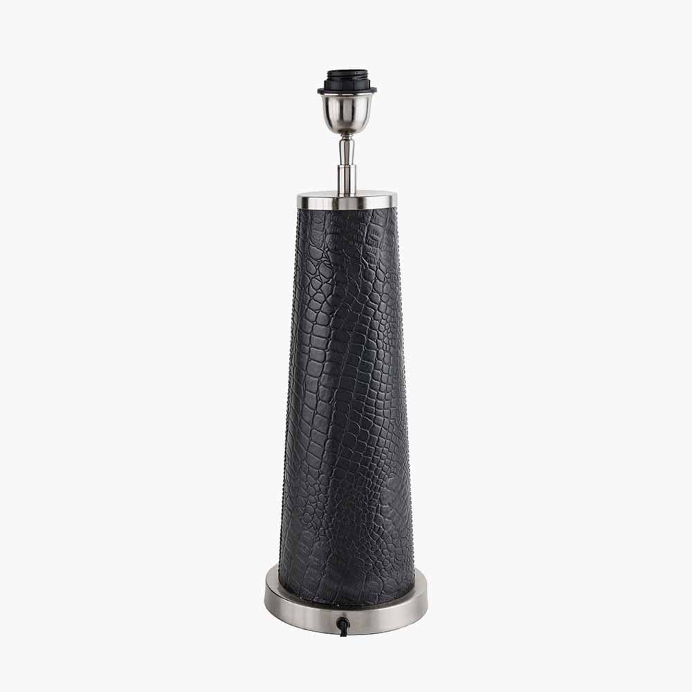 Laurence Black Croc Leather and Silver Table Lamp.