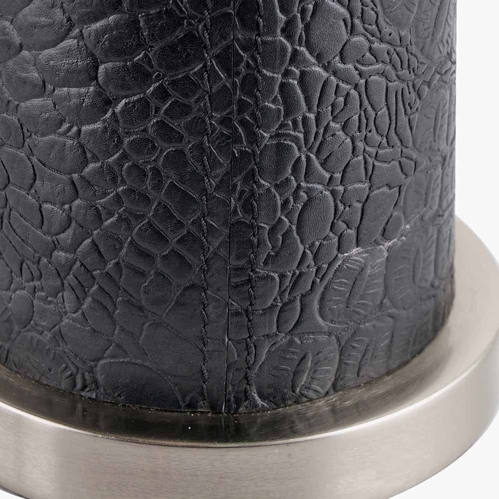 Laurence Black Croc Leather and Silver Table Lamp.