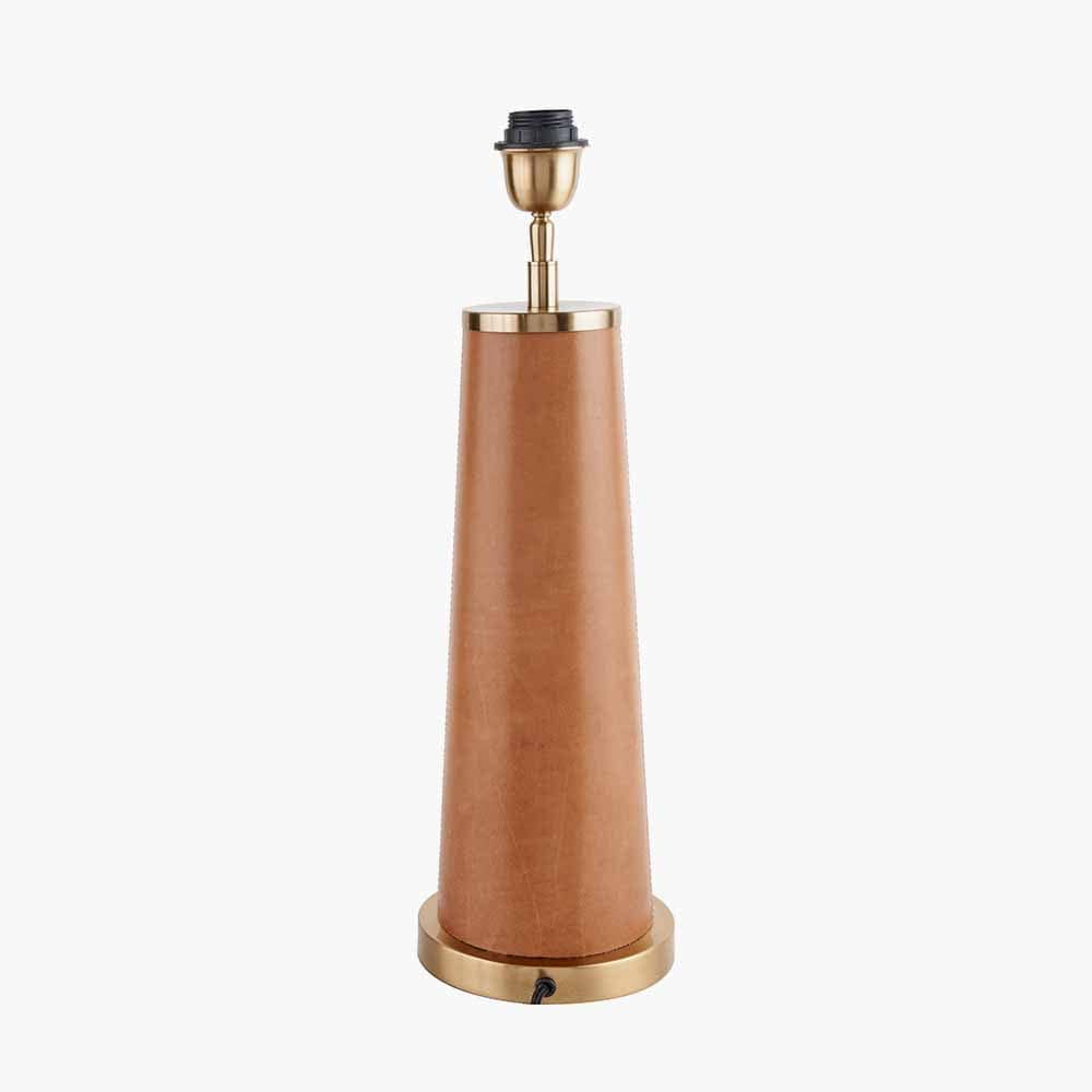 Pacific Lifestyle Lighting Laurence Tan Leather and Brass Table Lamp House of Isabella UK