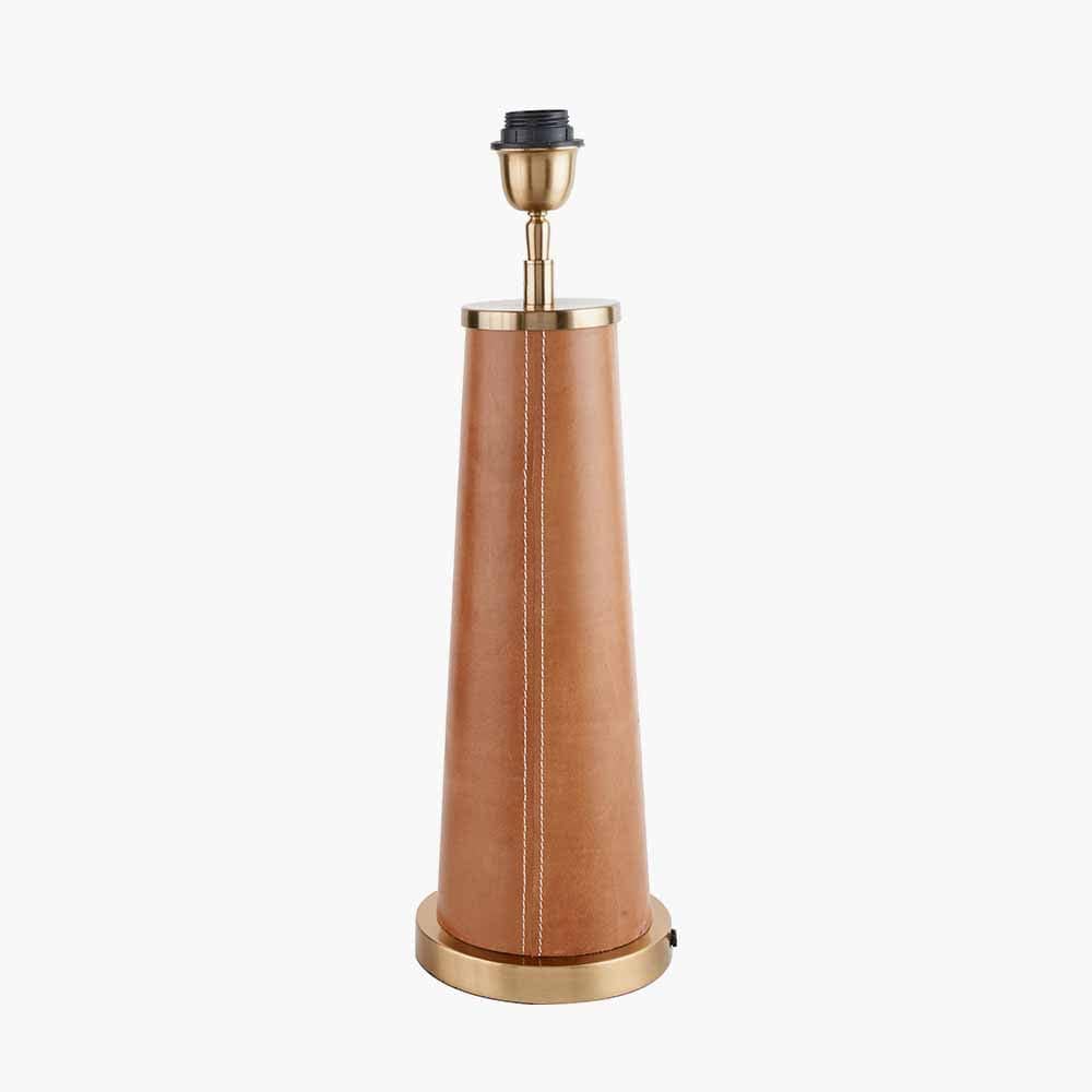 Laurence Tan Leather and Brass Table Lamp.