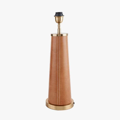 Pacific Lifestyle Lighting Laurence Tan Leather and Brass Table Lamp House of Isabella UK