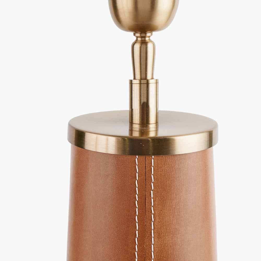 Laurence Tan Leather and Brass Table Lamp.