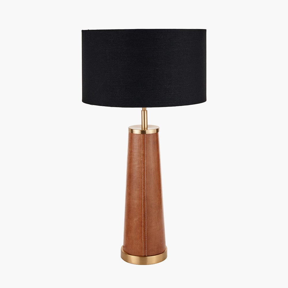 Laurence Tan Leather and Brass Table Lamp.