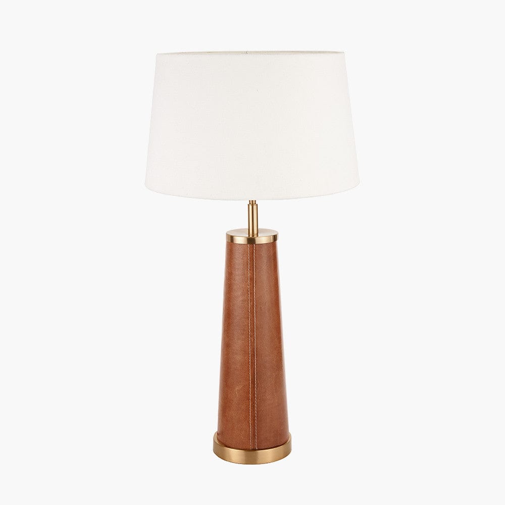 Laurence Tan Leather and Brass Table Lamp.