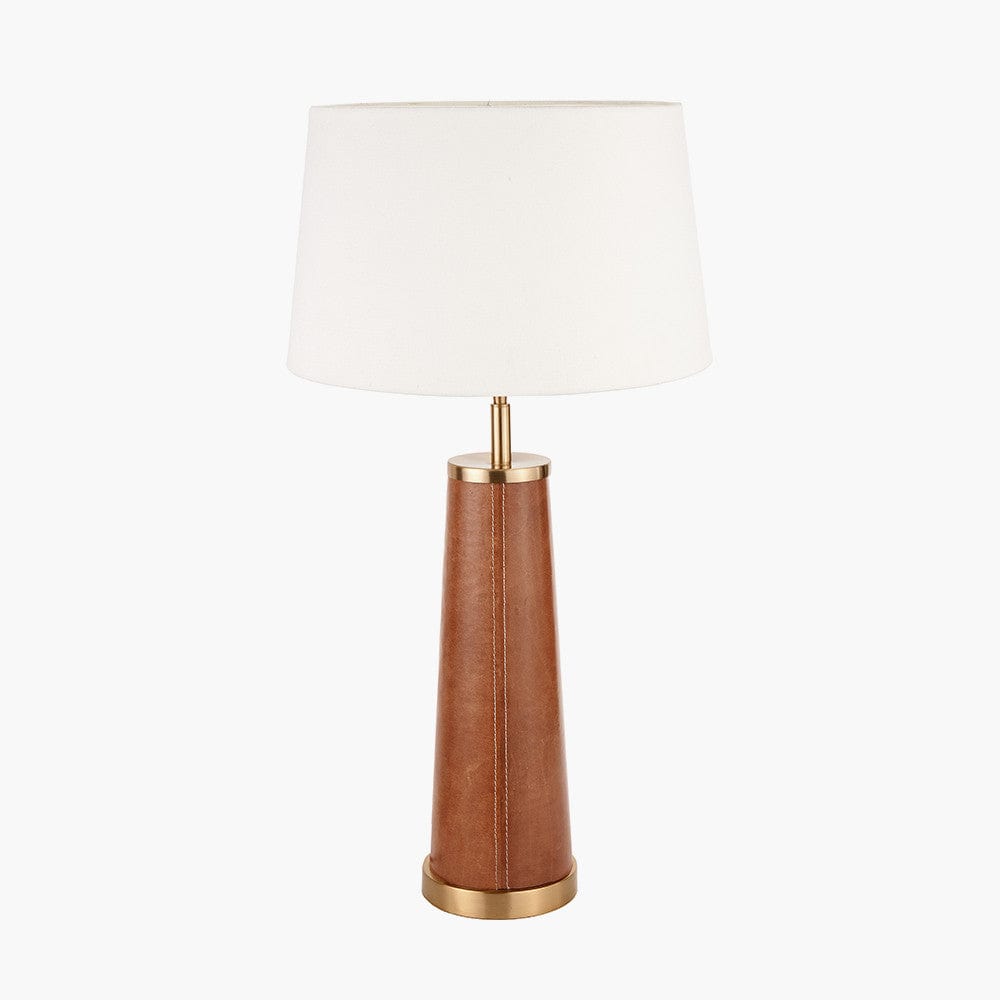 Pacific Lifestyle Lighting Laurence Tan Leather and Brass Table Lamp House of Isabella UK