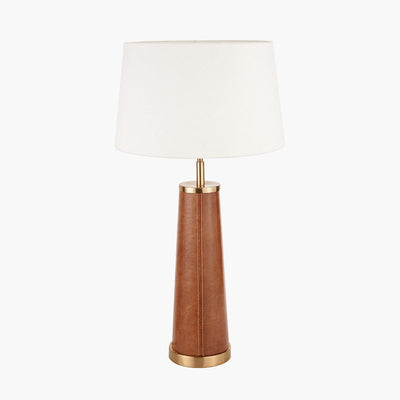 Pacific Lifestyle Lighting Laurence Tan Leather and Brass Table Lamp House of Isabella UK