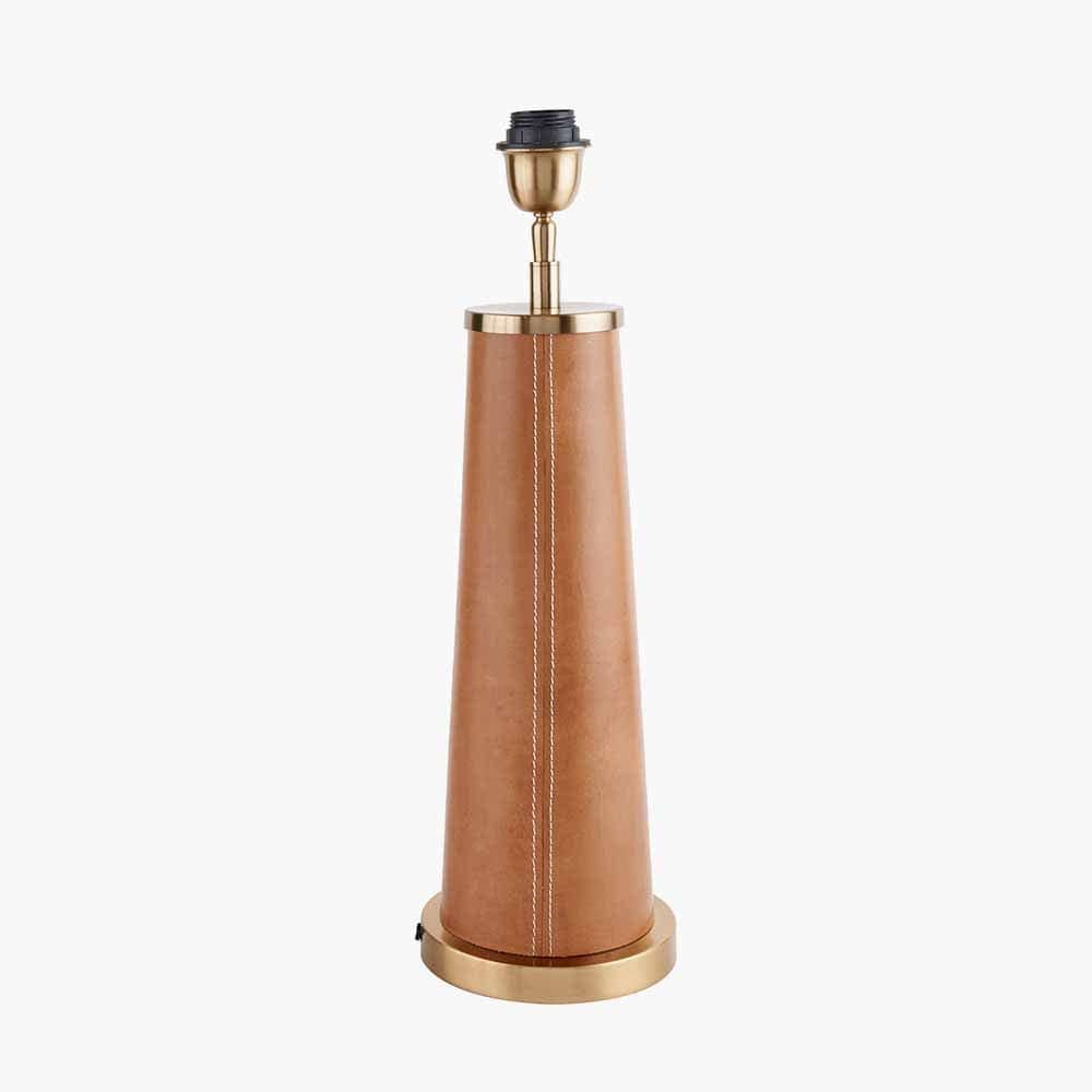 Laurence Tan Leather and Brass Table Lamp.