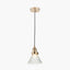 Pacific Lifestyle Lighting Lenox Conical Ribbed Glass with Antique Brass Fitting Elec Pendant House of Isabella UK