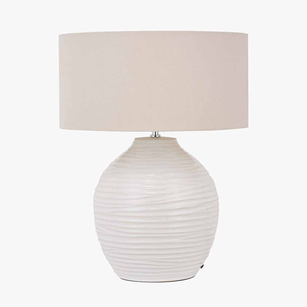 Pacific Lifestyle Lighting Linnea White Grooved Ceramic Table Lamp House of Isabella UK