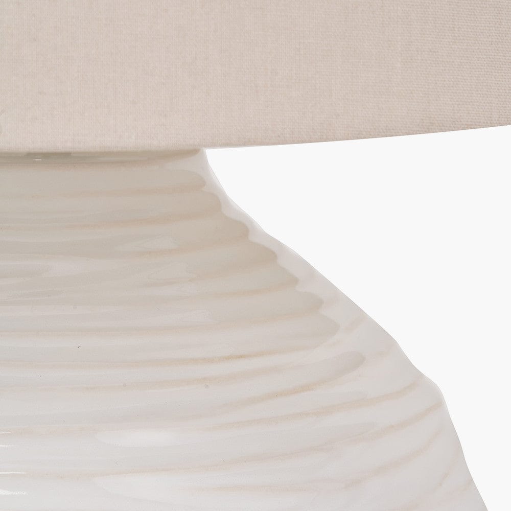 Pacific Lifestyle Lighting Linnea White Grooved Ceramic Table Lamp House of Isabella UK