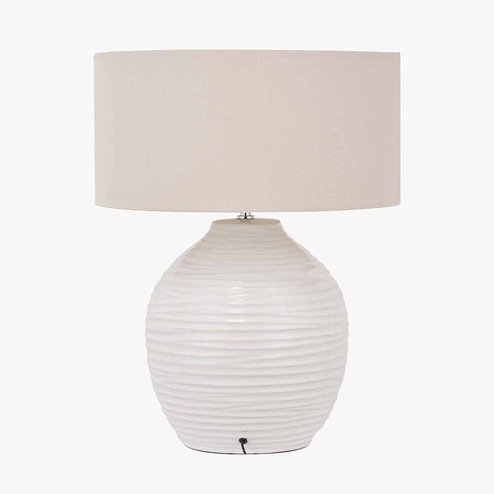 Pacific Lifestyle Lighting Linnea White Grooved Ceramic Table Lamp House of Isabella UK