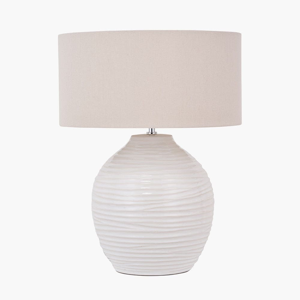 Pacific Lifestyle Lighting Linnea White Grooved Ceramic Table Lamp House of Isabella UK