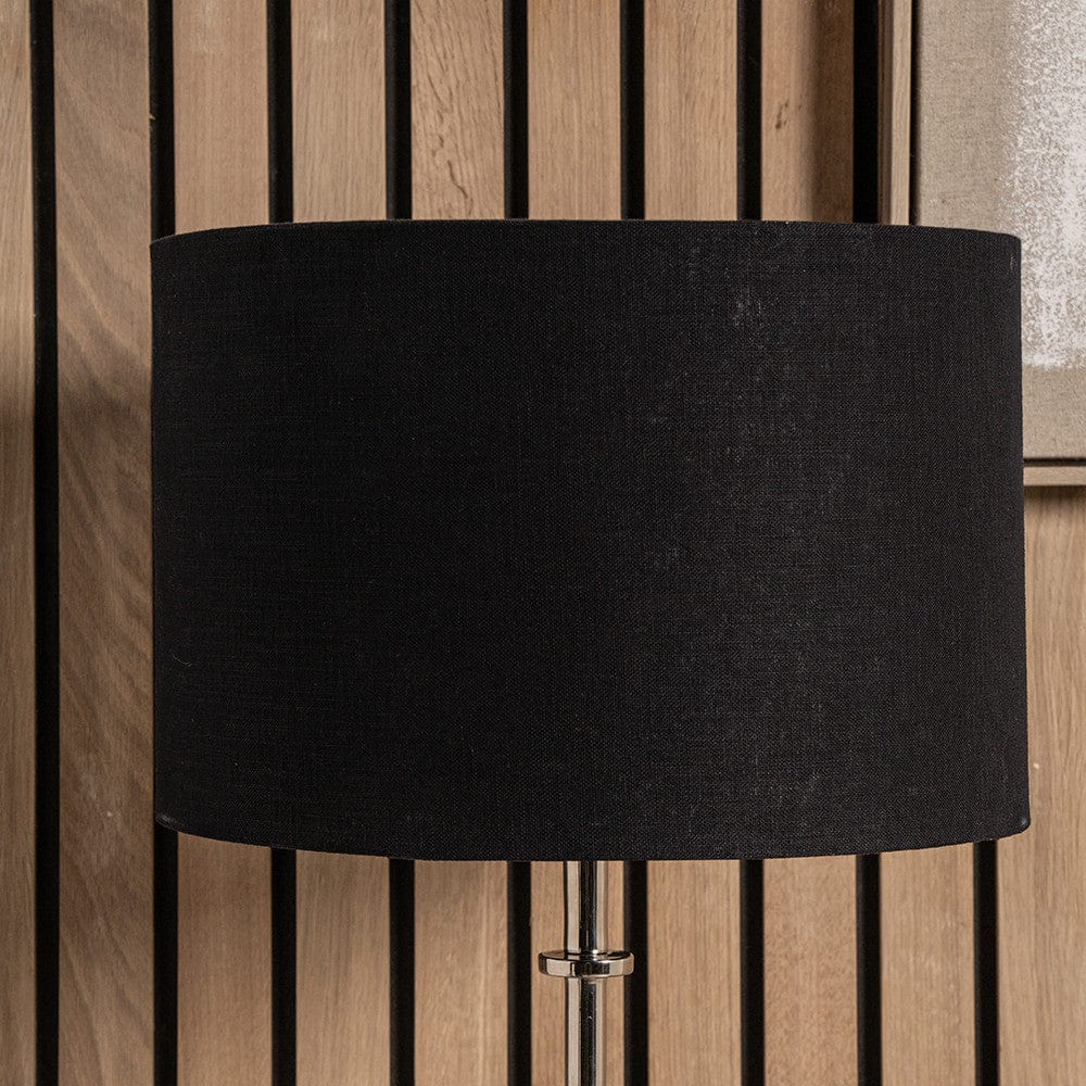 Pacific Lifestyle Lighting Lino 25cm Black Self Lined Linen Drum Shade House of Isabella UK