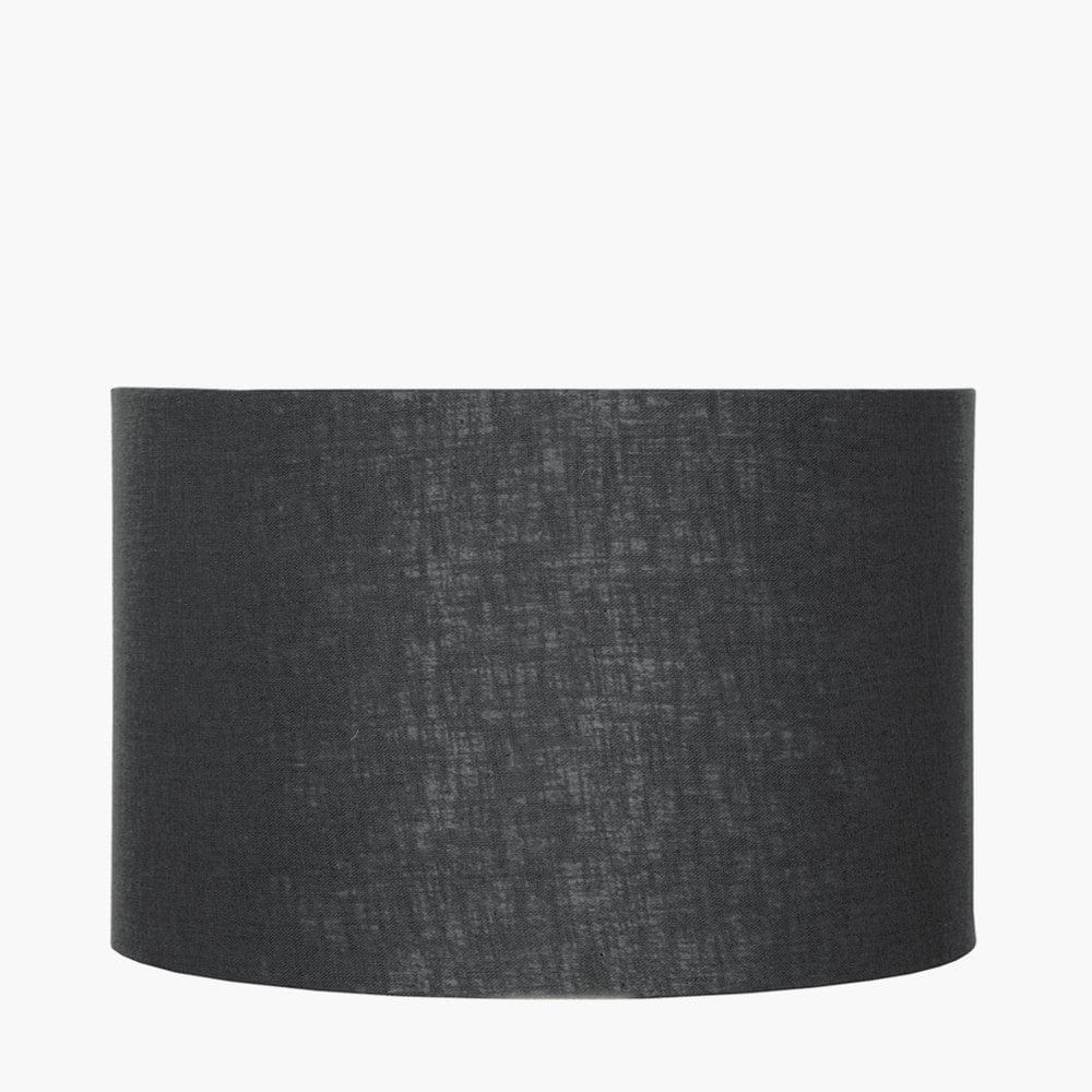 Pacific Lifestyle Lighting Lino 35cm Black Self Lined Linen Drum Shade House of Isabella UK