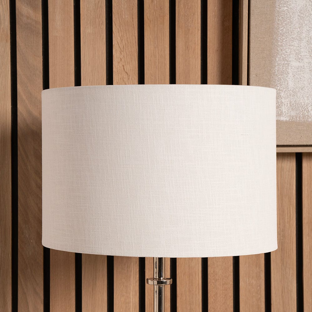 Lino 35cm White Self Lined Linen Drum Shade.