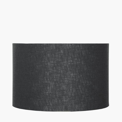 Pacific Lifestyle Lighting Lino 40cm Black Self Lined Linen Drum Shade House of Isabella UK