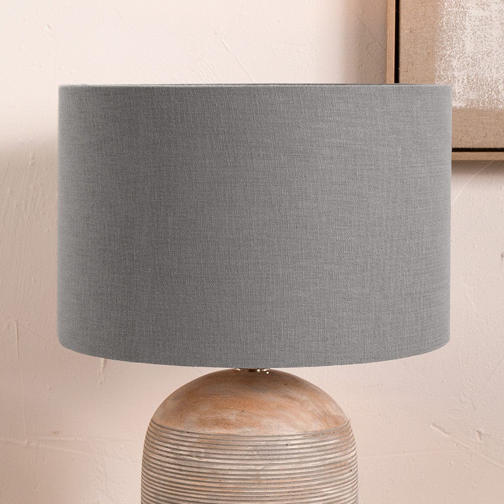 Lino 40cm Steel Grey Self Lined Linen Drum Shade.