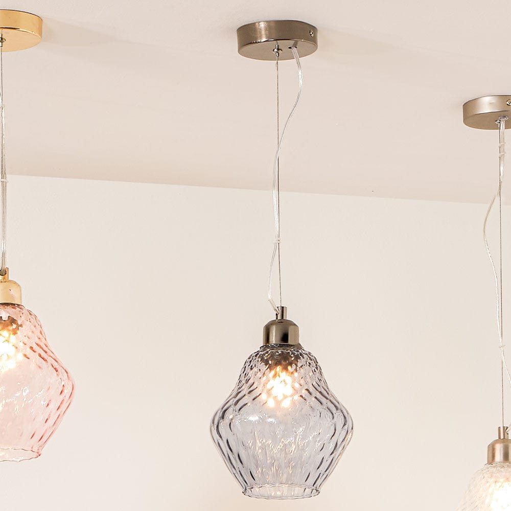 Lisbon Grey Optic Diamond Glass Pendant.