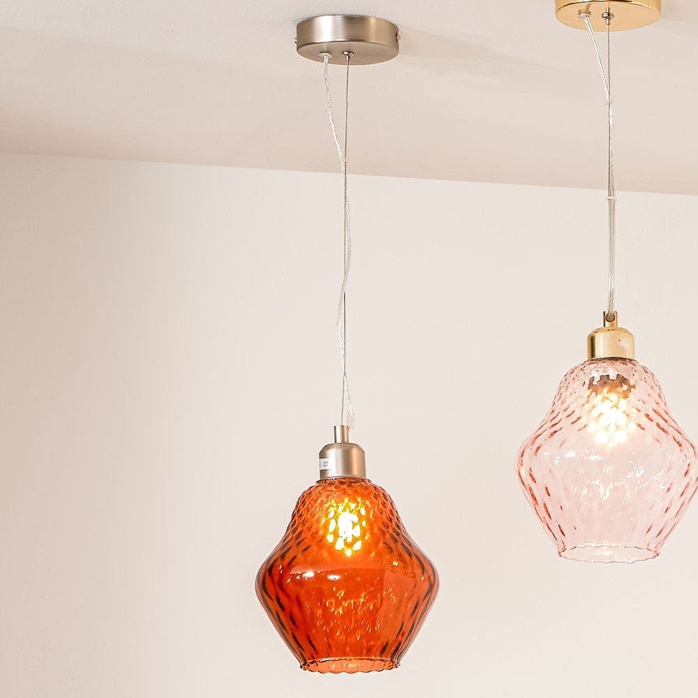 Pacific Lifestyle Lighting Lisbon Orange Optic Diamond Glass Pendant House of Isabella UK