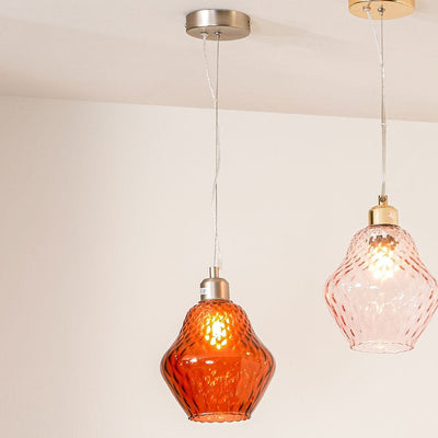 Pacific Lifestyle Lighting Lisbon Orange Optic Diamond Glass Pendant House of Isabella UK