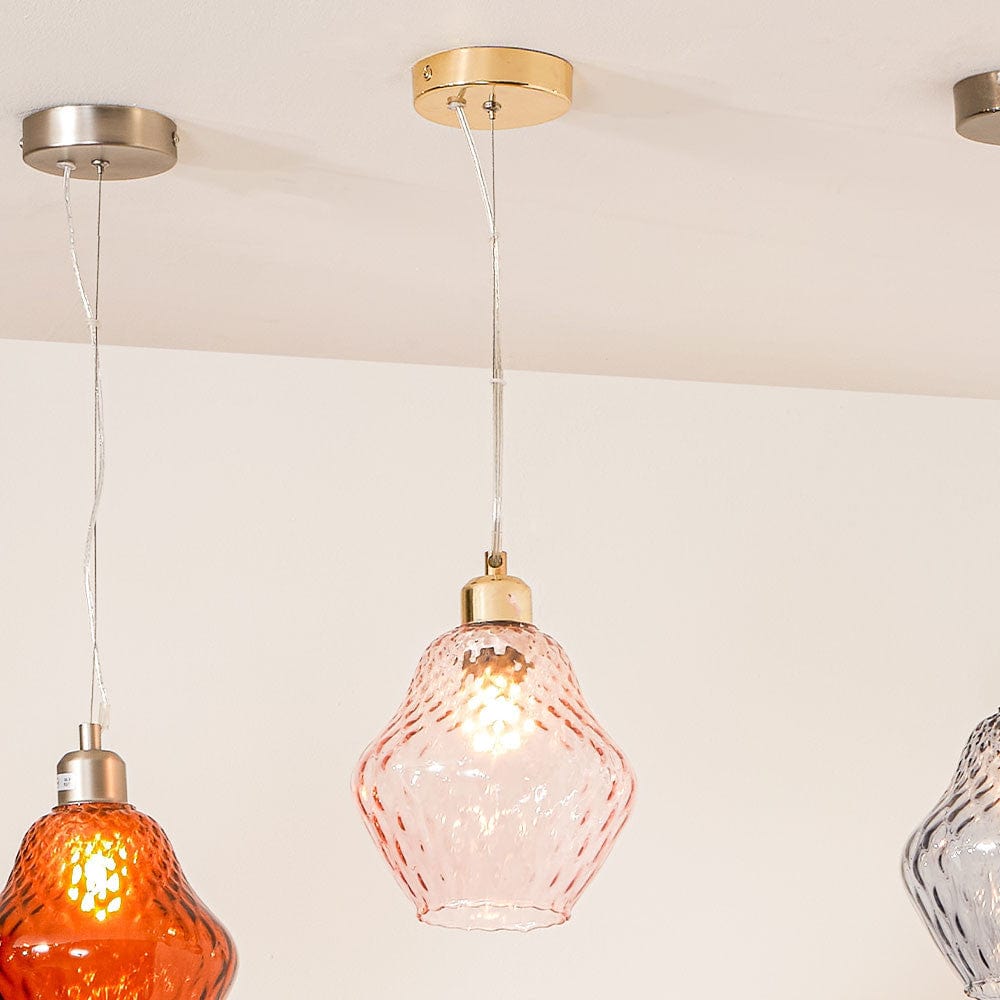 Lisbon Rose Optic Diamond Glass Pendant.