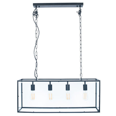 Pacific Lifestyle Lighting Llewellyn Matt Black Metal & Glass Four Bulb Pendant House of Isabella UK