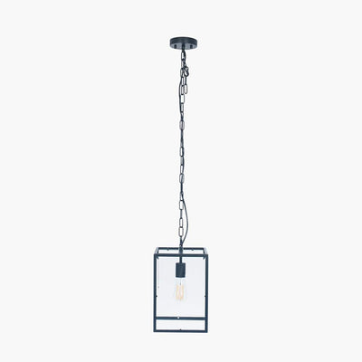 Pacific Lifestyle Lighting Llewellyn Matt Black Metal & Glass Pendant House of Isabella UK